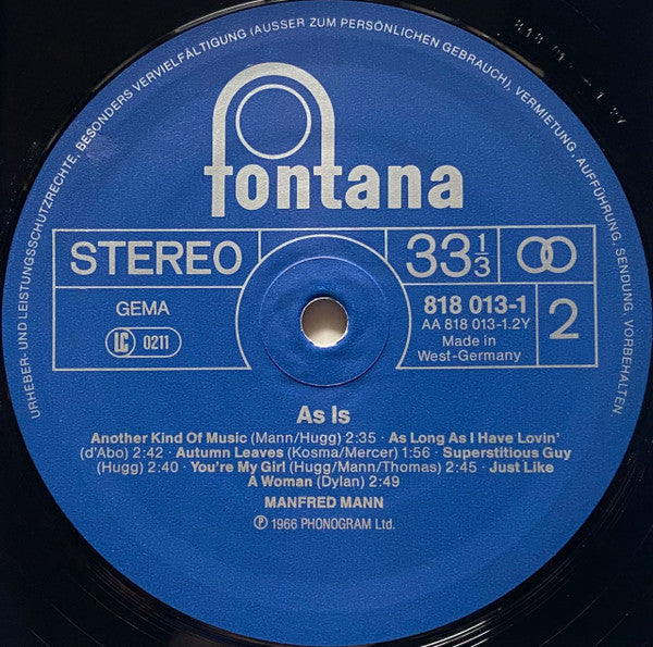 Manfred Mann : As Is (LP, Album, RE)