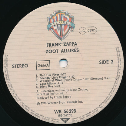 Zappa* : Zoot Allures (LP, Album, RP)