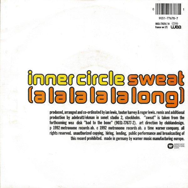Inner Circle : Sweat (A La La La La Long) (7", Single, Lar)
