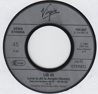 UB40 : So Here I Am / Love Is All (Is Alright) (7", Single)