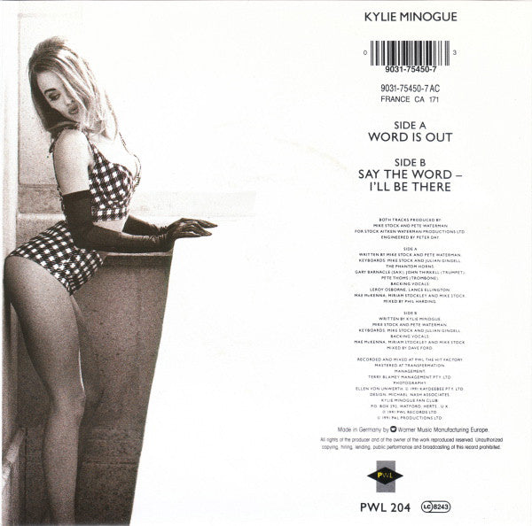 Kylie Minogue : Word Is Out (7", Single, Sma)