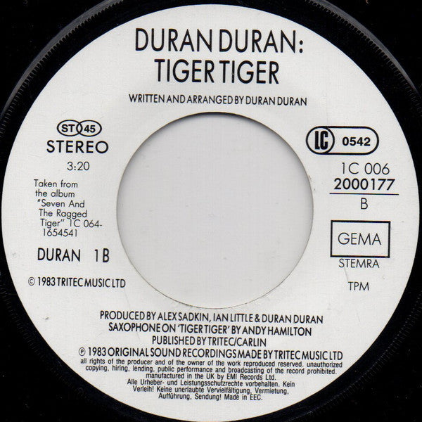 Duran Duran : New Moon On Monday (7", Single)