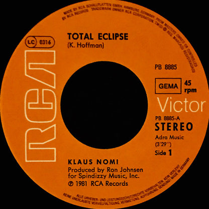 Klaus Nomi : Total Eclipse (7", Single)