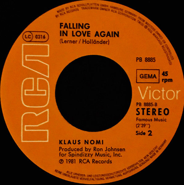 Klaus Nomi : Total Eclipse (7", Single)