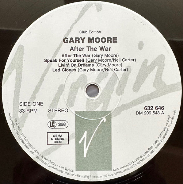 Gary Moore : After The War (LP, Album, Club)