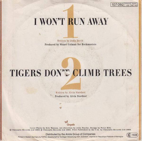 Alvin Stardust : I Won't Run Away (7")