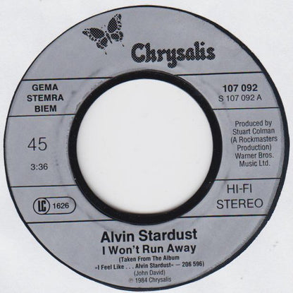 Alvin Stardust : I Won't Run Away (7")