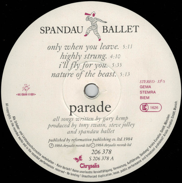 Spandau Ballet : Parade (LP, Album)