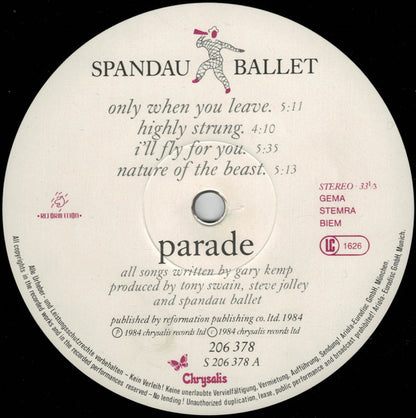 Spandau Ballet : Parade (LP, Album)