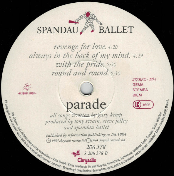 Spandau Ballet : Parade (LP, Album)