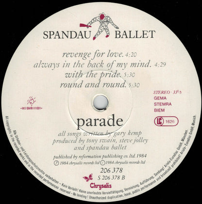 Spandau Ballet : Parade (LP, Album)