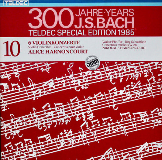Johann Sebastian Bach - Alice Harnoncourt, Walter Pfeiffer, Jürg Schaeftlein - Concentus musicus Wien, Nikolaus Harnoncourt : 6 Violinkonzerte = Violin Concertos = Concertos Pour Violon (2xLP, Comp, RE, S/Edition)