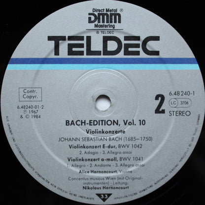 J. S. Bach* - Alice Harnoncourt, Walter Pfeiffer, Jürg Schaeftlein - Concentus musicus Wien, Nikolaus Harnoncourt : 6 Violinkonzerte = Violin Concertos = Concertos Pour Violon (2xLP, Comp, RE, S/Edition)