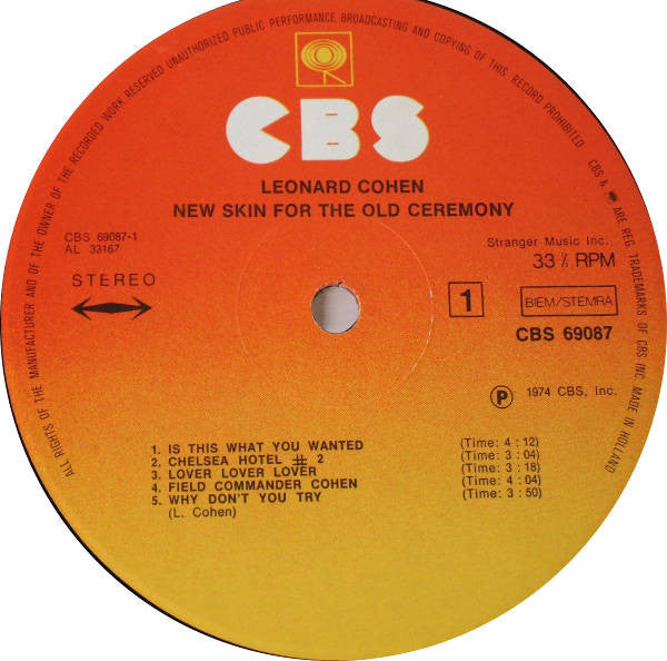 Leonard Cohen : New Skin For The Old Ceremony (LP, Album, RE, RP)