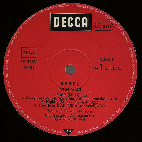 John Miles : Rebel (LP, Album)