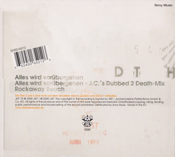 Die Toten Hosen : Alles Wird Vorübergehen (CD, Maxi, Dig)