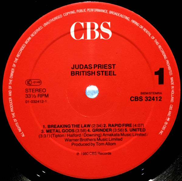 Judas Priest : British Steel (LP, Album, RE, Red)