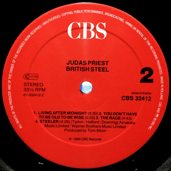 Judas Priest : British Steel (LP, Album, RE, Red)