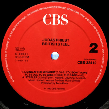 Judas Priest : British Steel (LP, Album, RE, Red)