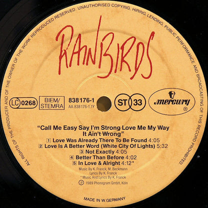 Rainbirds : Call Me Easy Say I'm Strong Love Me My Way It Ain't Wrong (LP, Album)