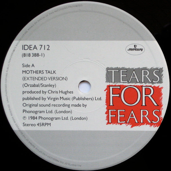 Tears For Fears : Mothers Talk (Extended Version) (12", Single)
