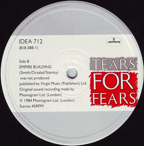 Tears For Fears : Mothers Talk (Extended Version) (12", Single)