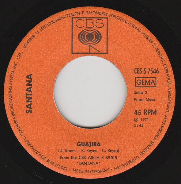 Santana : Everybody's Everything / Guajira (7", Single)