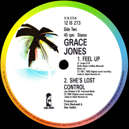 Grace Jones : Private Life, My Jamaican Guy, Feel Up, She's Lost Control (12")