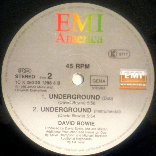 David Bowie : Underground (Extended Dance Mix) (12", Maxi, Single)