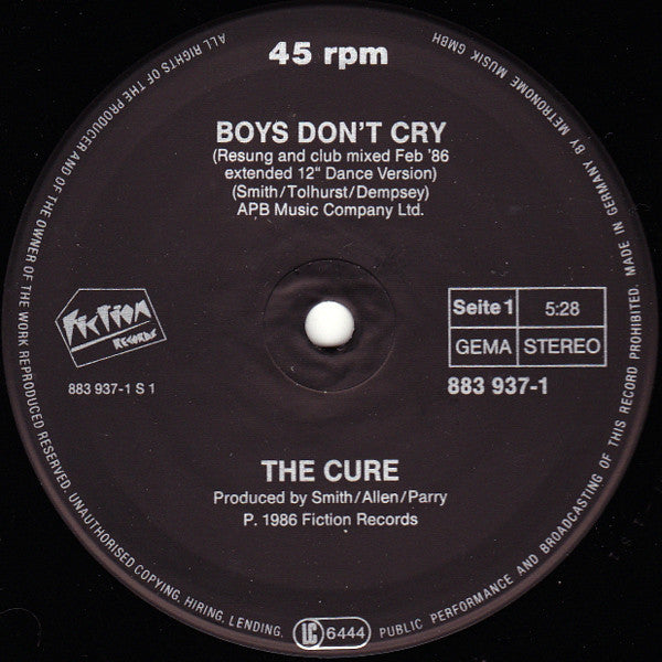 The Cure : Boys Don't Cry (New Voice • Club Mix) (12", Maxi)