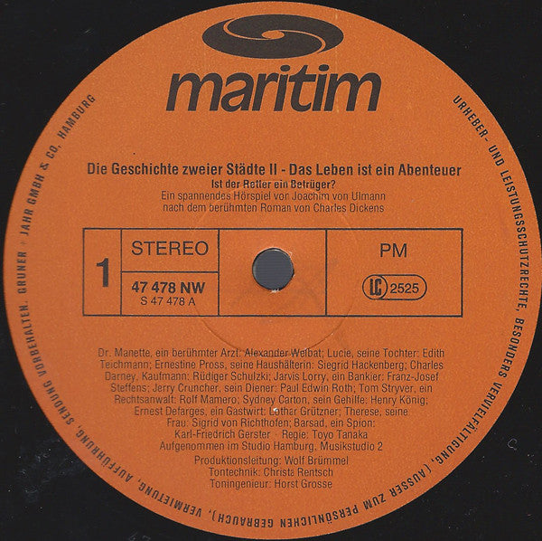 Charles Dickens (2) : Die Geschichte Zweier Städte 2 - Das Leben Ist Ein Abenteuer - Ist Der Retter Ein Betrüger? (LP)