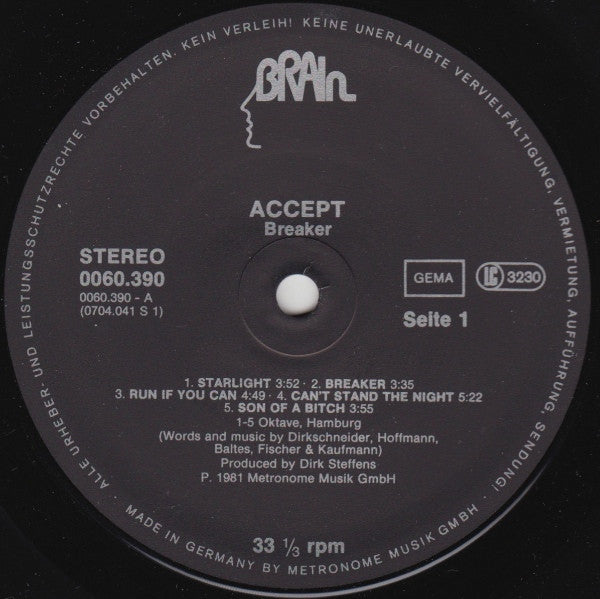 Accept : Breaker (LP, Album, RP)