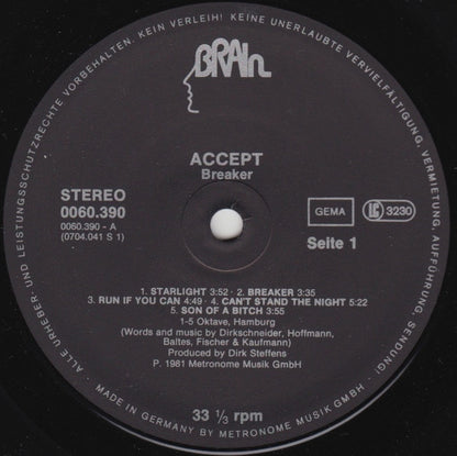 Accept : Breaker (LP, Album, RP)