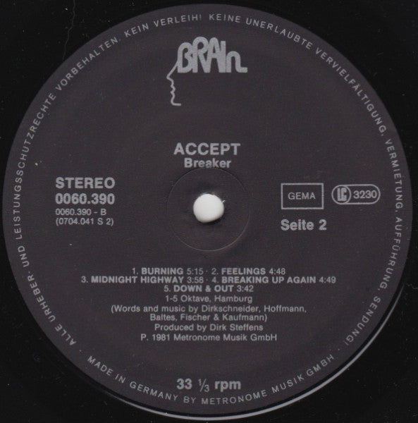 Accept : Breaker (LP, Album, RP)