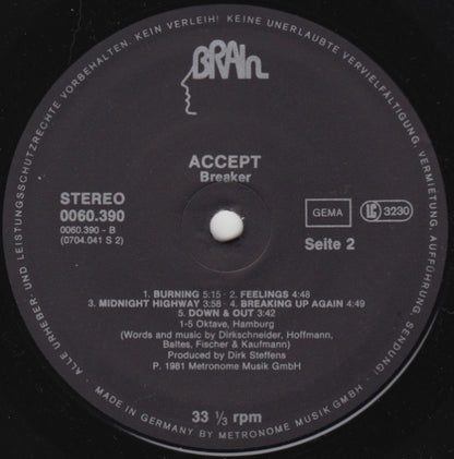 Accept : Breaker (LP, Album, RP)