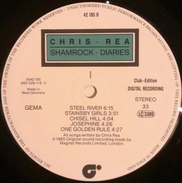 Chris Rea : Shamrock Diaries (LP, Album, Club)