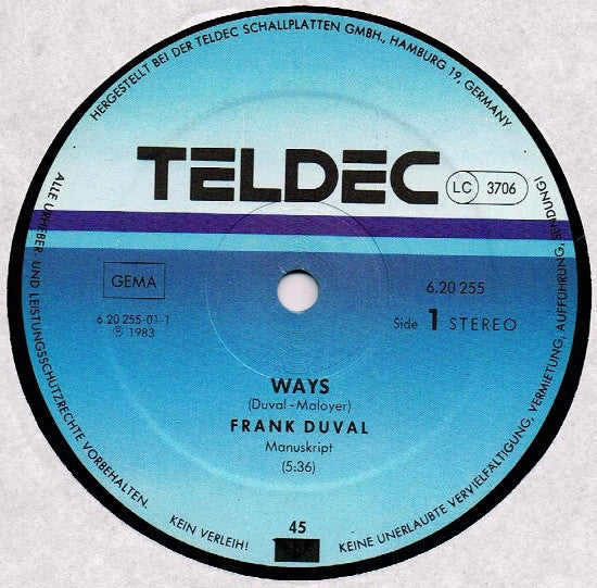 Frank Duval : Ways (12", Maxi)