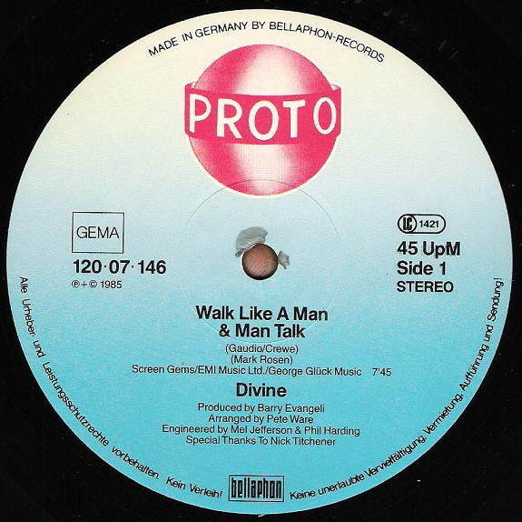 Divine : Walk Like A Man (12", Maxi)