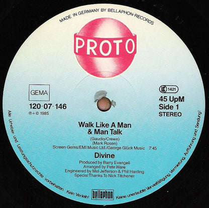 Divine : Walk Like A Man (12", Maxi)