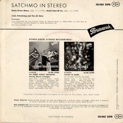 Louis Armstrong And His All-Stars : Basin Street Blues / Otchi-Tchor-Ni-Ya (7", Single)