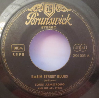 Louis Armstrong And His All-Stars : Basin Street Blues / Otchi-Tchor-Ni-Ya (7", Single)
