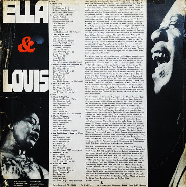Ella Fitzgerald & Louis Armstrong : Ella & Louis (LP, Comp, Mono)