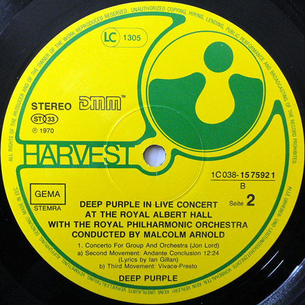 Deep Purple, The Royal Philharmonic Orchestra* Conducted by Malcolm Arnold : Concerto For Group And Orchestra (LP, Album, RE, RM)