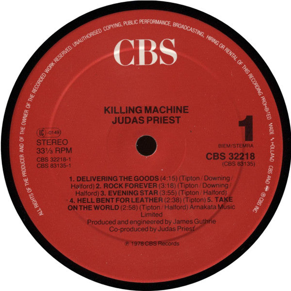 Judas Priest : Killing Machine (LP, Album, RE)