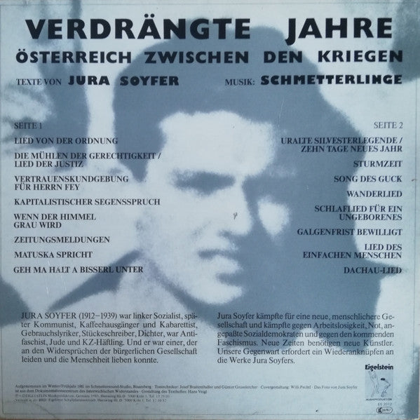 Jura Soyfer / Schmetterlinge : Verdrängte Jahre (LP, Album)