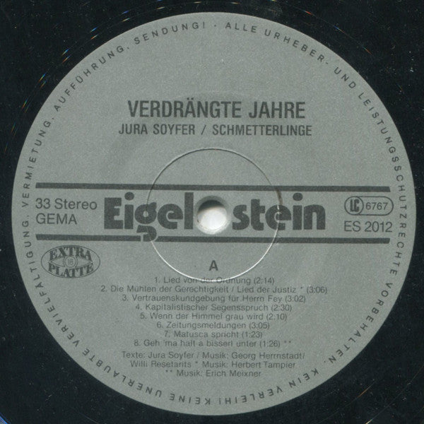 Jura Soyfer / Schmetterlinge : Verdrängte Jahre (LP, Album)