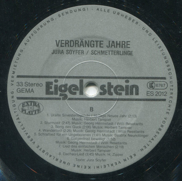 Jura Soyfer / Schmetterlinge : Verdrängte Jahre (LP, Album)