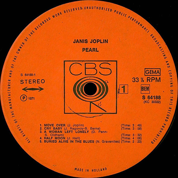 Janis Joplin : Pearl (LP, Album)