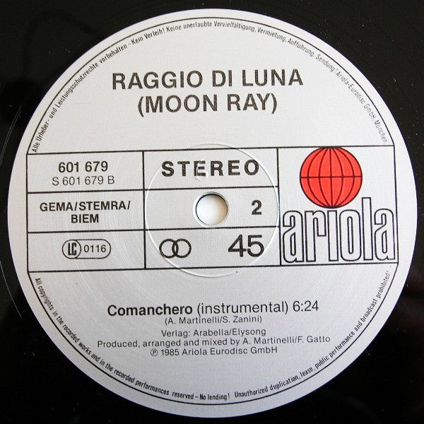 Raggio Di Luna : Comanchero (Special Disco Remix) (12", Maxi)
