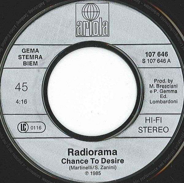 Radiorama : Chance To Desire (7", Single)